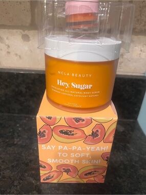 NCLA Beauty Hey Sugar Exfoliating Body Scrub - Papaya Vanilla 8.8 oz + lip scrub